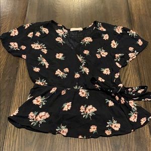 Floral Tie Front Top